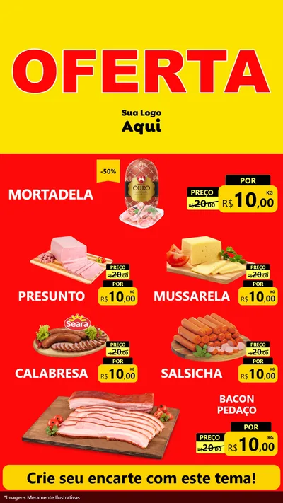 Modelo de TV para TV Vertical com o tema OFERTA - Vermelho Cartaz para Frios e Laticínios