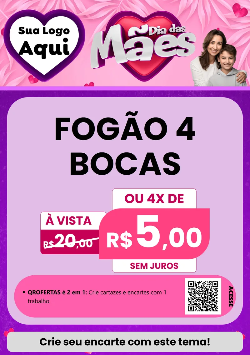 Modelo de Cartaz para Cartaz A4 Vertical com o tema Dia das Mães para Móveis e Eletro