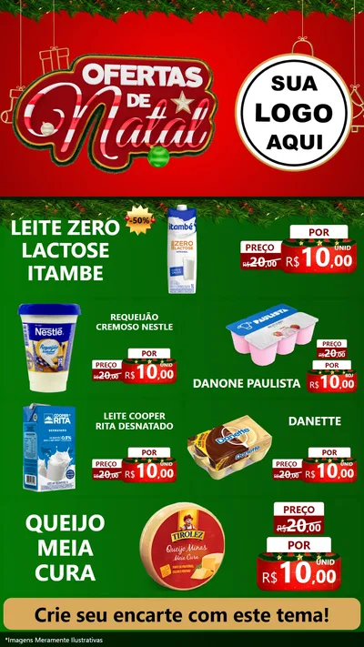 Modelo de TV para TV Vertical com o tema Ofertas de Natal para Frios e Laticínios