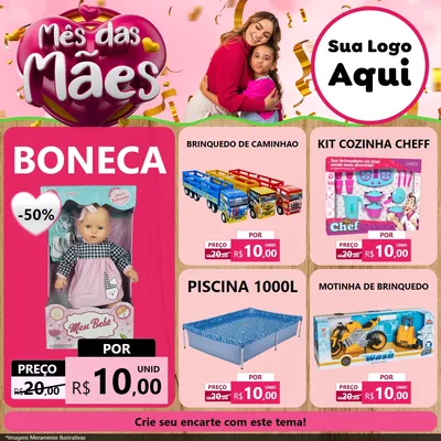 Modelo de Rede Social para Feed Facebook com o tema Mês das Mães para Brinquedos