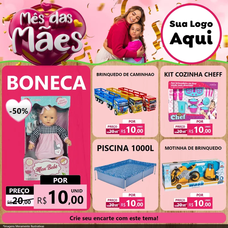 Modelo de Rede Social para Feed Facebook com o tema Mês das Mães para Brinquedos
