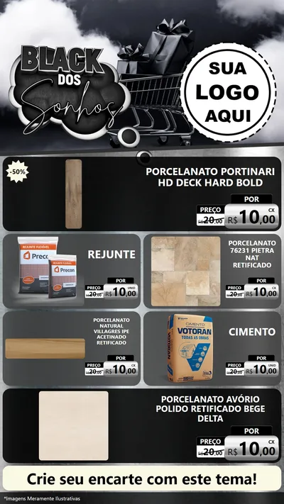Modelo de TV para TV Vertical com o tema Black dos Sonhos para Pisos e revestimentos