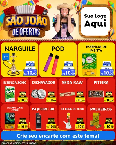 Modelo de Rede Social para Feed Instagram com o tema São João de Ofertas para Tabacaria