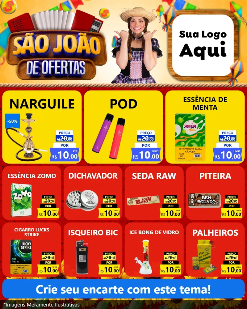 Modelo de Rede Social para Feed Instagram com o tema São João de Ofertas para Tabacaria