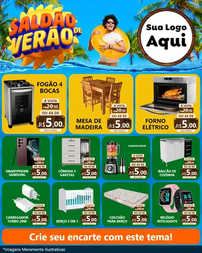Modelo de Rede Social para Feed Instagram com o tema Saldão de Verão para Móveis e Eletro