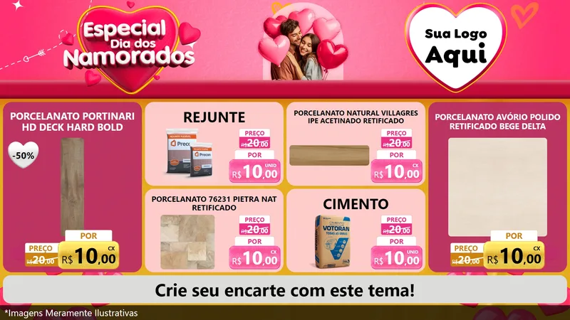 Modelo de TV para TV Horizontal com o tema Especial Dia dos Namorados para Pisos e revestimentos