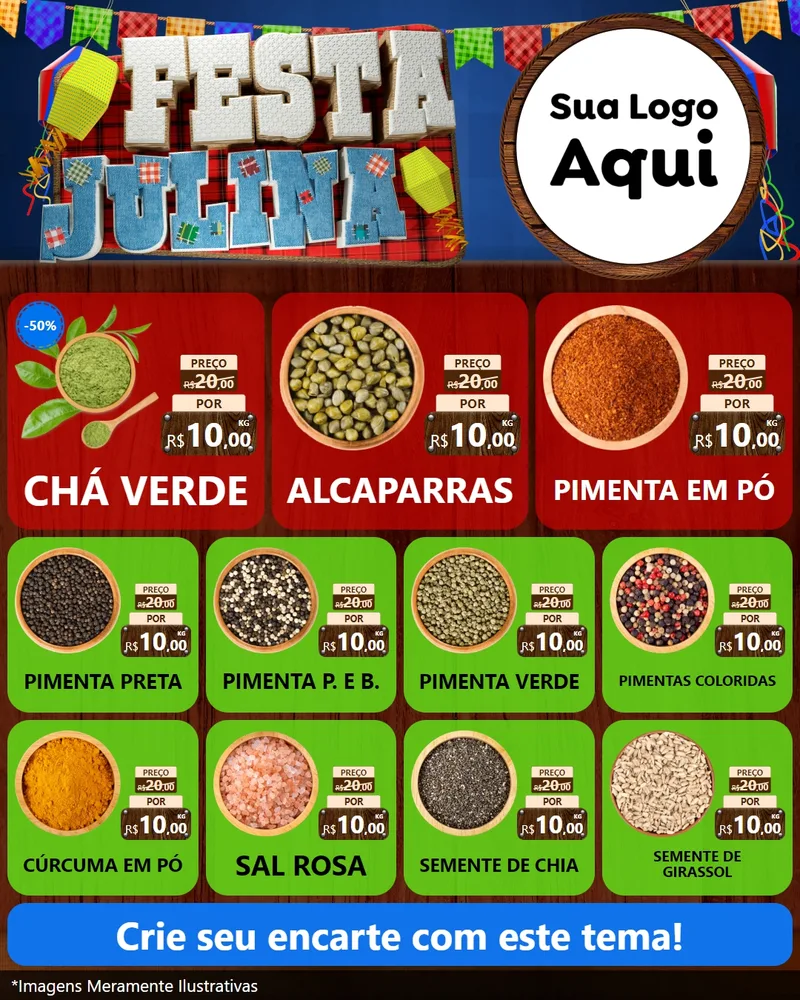 Modelo de Rede Social para Feed Instagram com o tema Festa Julina para Produtos Naturais