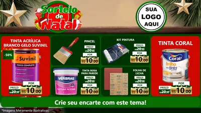 Modelo de TV para TV Horizontal com o tema Sorteio de Natal para Tintas e Ferramentas