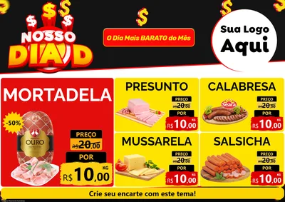 Modelo de Encarte para Encarte A4 Horizontal com o tema Nosso Dia D para Frios e Laticínios