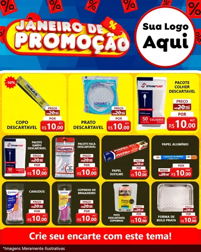 Modelo de Rede Social para Feed Instagram com o tema Janeiro de Promoção para Embalagens