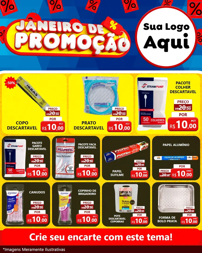 Modelo de Rede Social para Feed Instagram com o tema Janeiro de Promoção para Embalagens