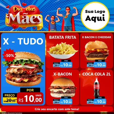 Modelo de Rede Social para Feed Facebook com o tema Dia das Mães para Hamburgueria