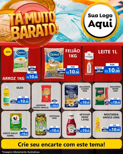 Modelo de Rede Social para Feed Instagram com o tema Está Muito Barato para Supermercado