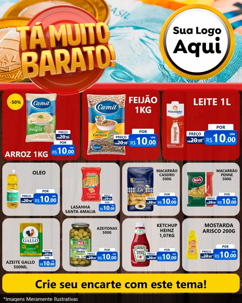 Modelo de Rede Social para Feed Instagram com o tema Está Muito Barato para Supermercado