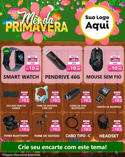 Modelo de Rede Social para Feed Instagram com o tema Mês da Primavera para Informática