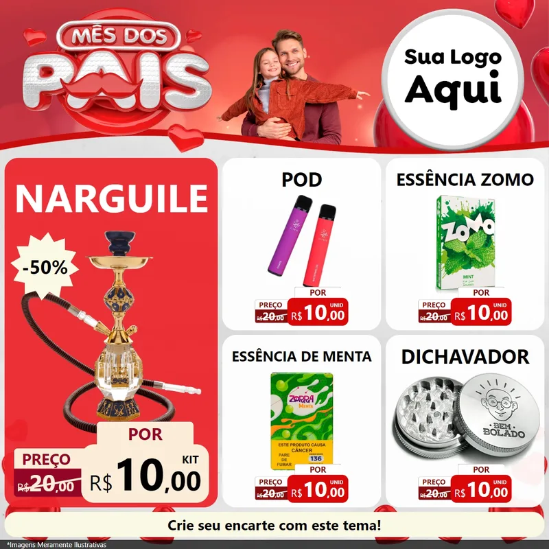 Modelo de Rede Social para Feed Facebook com o tema Mês dos Pais para Tabacaria