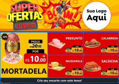 Modelo de Encarte para Encarte A4 Horizontal com o tema Super Ofertas Julho para Frios e Laticínios