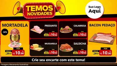 Modelo de TV para TV Horizontal com o tema Temos Novidades para Frios e Laticínios