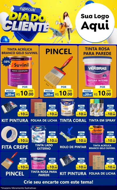 Modelo de Encarte para Encarte Grande com o tema Especial Dia do Cliente para Tintas e Ferramentas