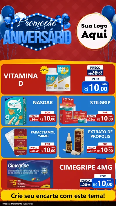 Modelo de TV para TV Vertical com o tema Promoção de Aniversário para Farmácia