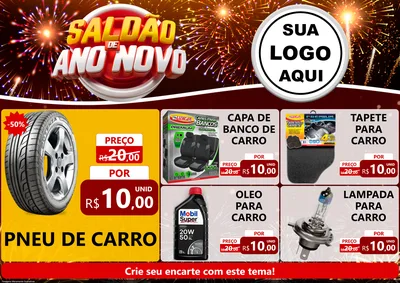 Modelo de Encarte para Encarte A4 Horizontal com o tema Saldão de Ano Novo para Auto peças