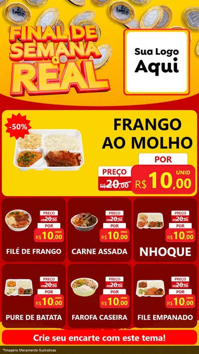 Modelo de Rede Social para Stories com o tema Final de Semana do Real para Restaurante