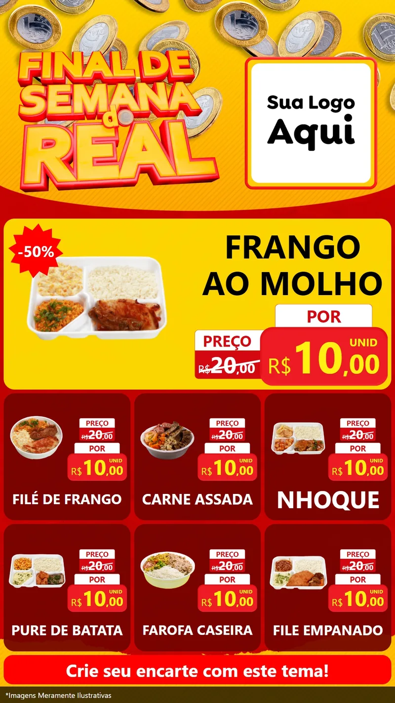 Modelo de Rede Social para Stories com o tema Final de Semana do Real para Restaurante