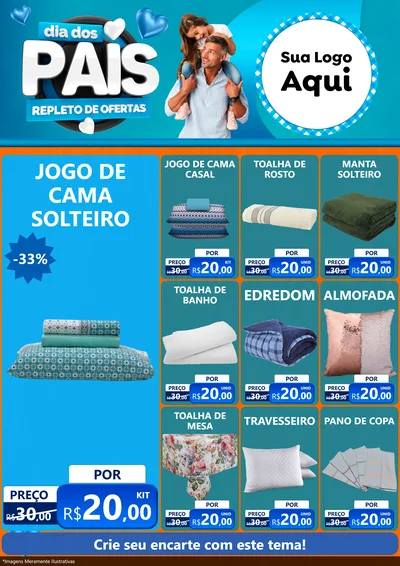 Modelo de Encarte para Encarte A4 Vertical com o tema Dia Dos Pais Repleto de Ofertas para Cama, Mesa e Banho