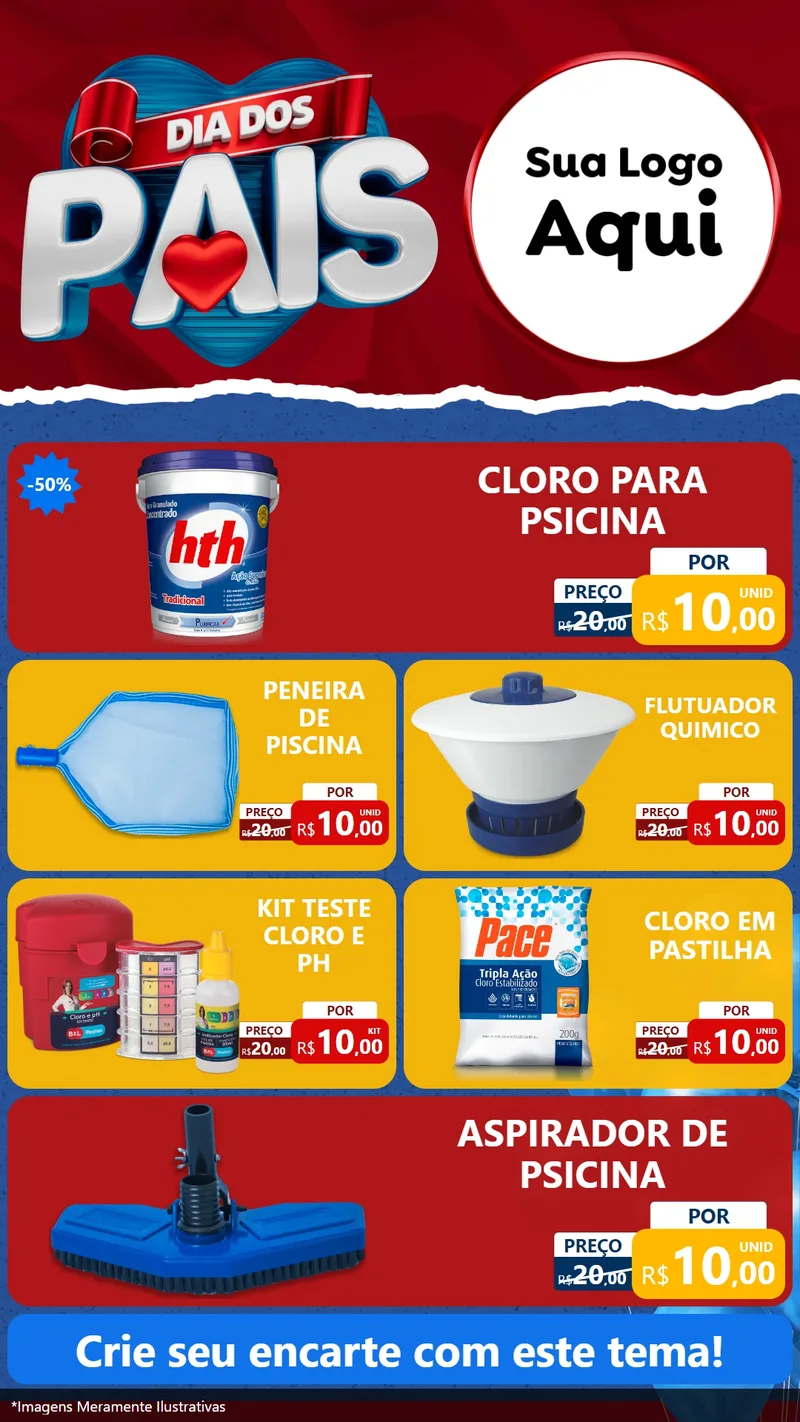 Modelo de TV para TV Vertical com o tema Dia dos Pais para Produtos para Piscina