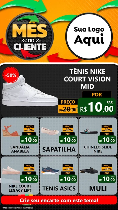 Modelo de Rede Social para Stories com o tema Mês do Cliente para Calçados