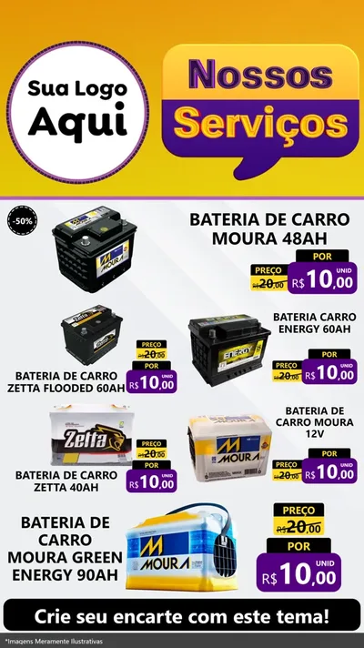 Modelo de TV para TV Vertical com o tema Nossos Serviços para Baterias Elétricas