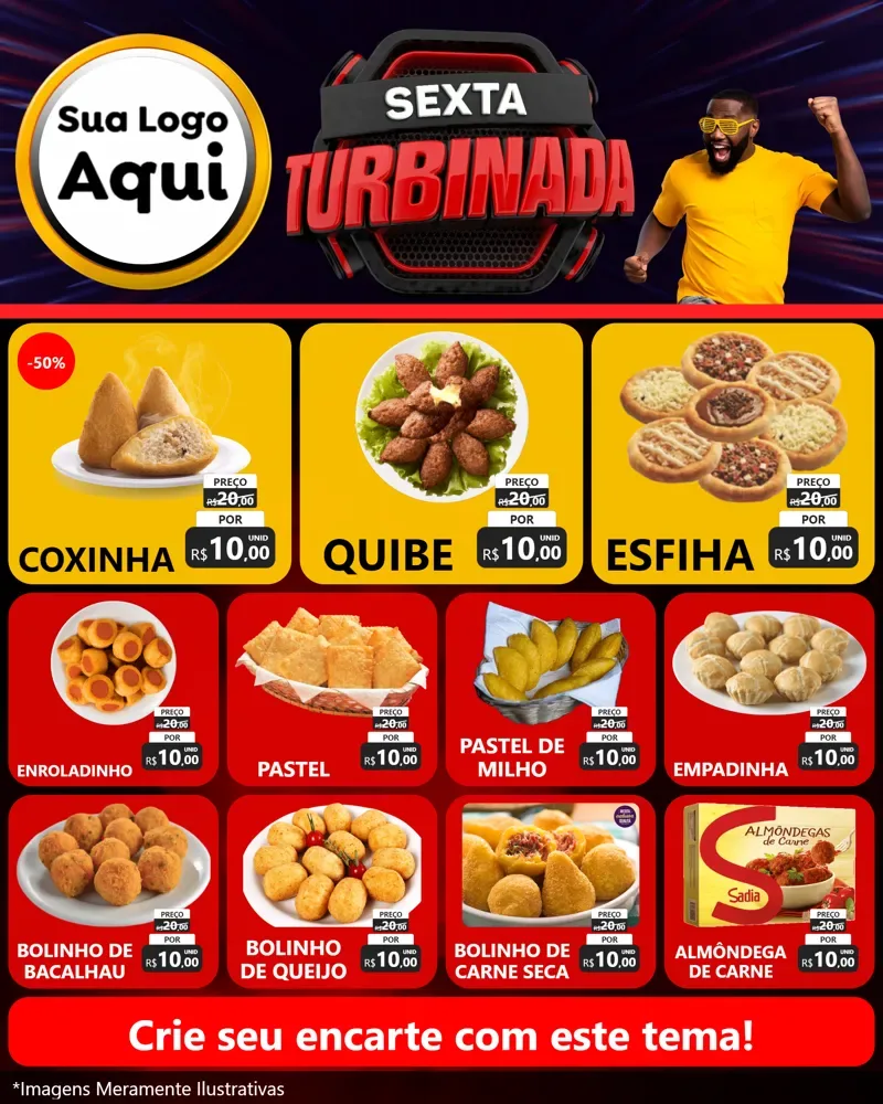 Modelo de Rede Social para Feed Instagram com o tema Sexta Turbinada para Salgadaria