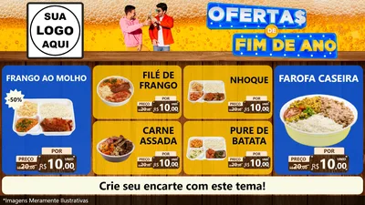 Modelo de TV para TV Horizontal com o tema Ofertas de Fim de Ano para Restaurante