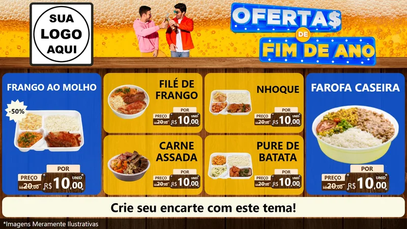 Modelo de TV para TV Horizontal com o tema Ofertas de Fim de Ano para Restaurante