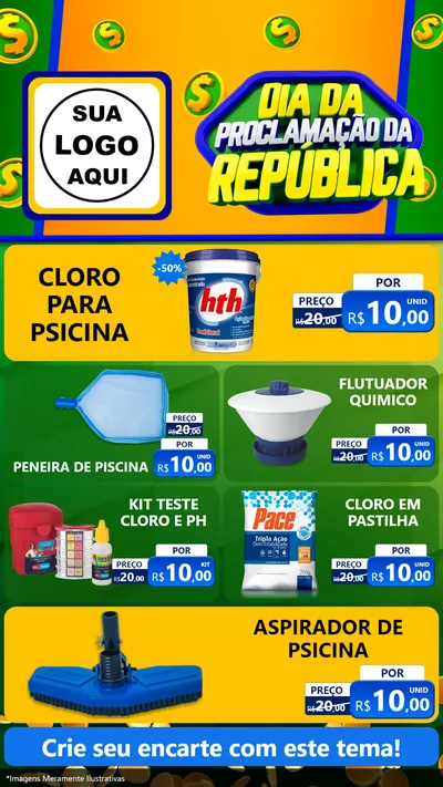 Modelo de TV para TV Vertical com o tema Dia Da Proclamação da República para Produtos para Piscina