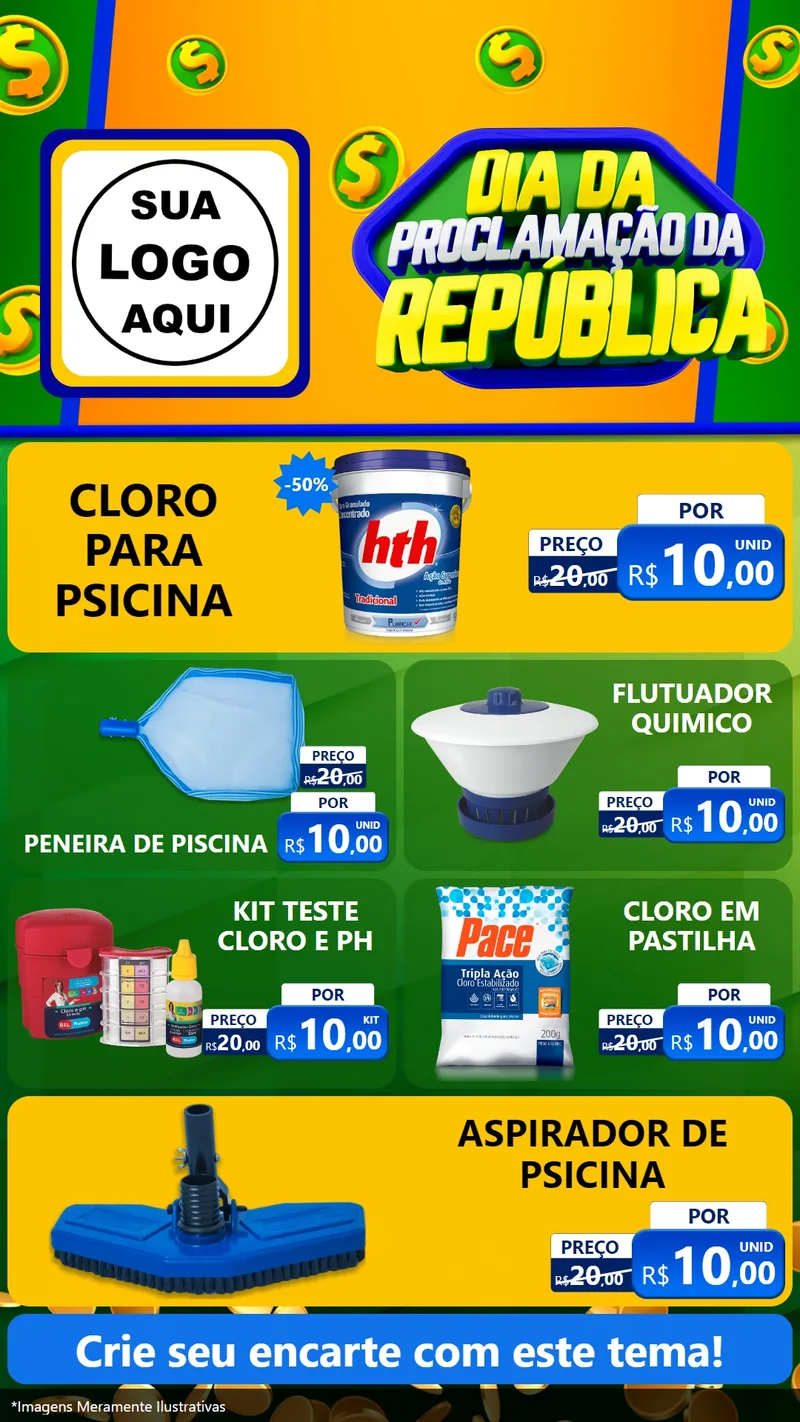 Modelo de TV para TV Vertical com o tema Dia Da Proclamação da República para Produtos para Piscina