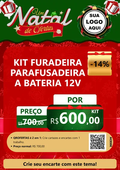 Modelo de Cartaz para Cartaz A4 Vertical com o tema Um Natal de Ofertas para Maquinas e Ferramentas