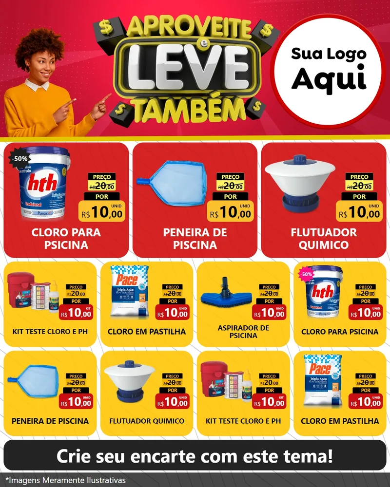 Modelo de Rede Social para Feed Instagram com o tema Aproveite e Leve Também para Produtos para Piscina