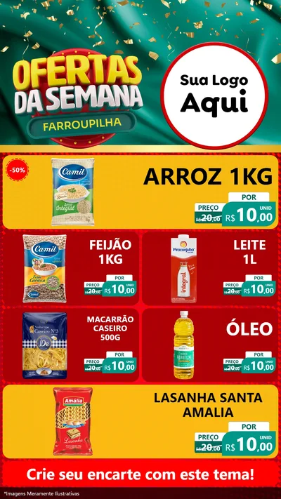 Modelo de TV para TV Vertical com o tema Ofertas da Semana Farroupilha para Supermercado