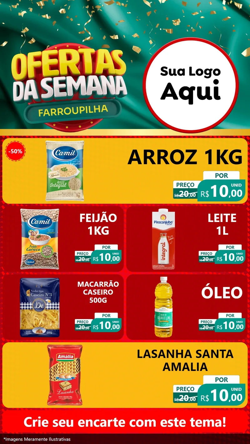 Modelo de TV para TV Vertical com o tema Ofertas da Semana Farroupilha para Supermercado