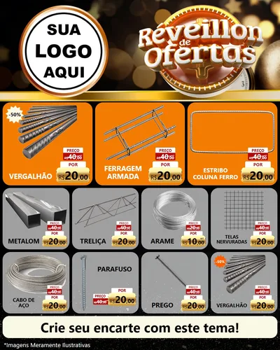 Modelo de Rede Social para Feed Instagram com o tema Réveillon de Ofertas para Ferragens