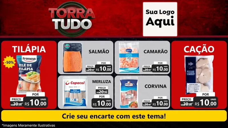 Modelo de TV para TV Horizontal com o tema Torra Tudo para Peixaria
