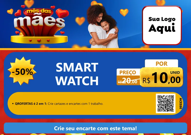 Modelo de Cartaz para Cartaz A4 Horizontal com o tema Mês das Mães para Informática