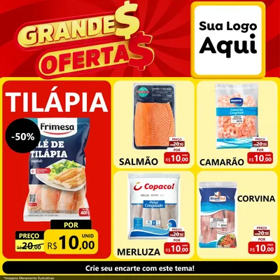 Modelo de Rede Social para Feed Facebook com o tema Grandes Ofertas para Peixaria
