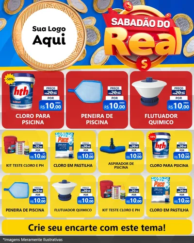 Modelo de Rede Social para Feed Instagram com o tema Sabadão do Real para Produtos para Piscina