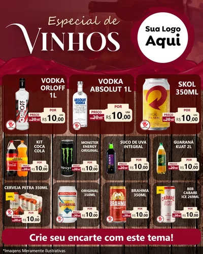 Modelo de Rede Social para Feed Instagram com o tema Especial de vinhos para Distribuidora de bebidas