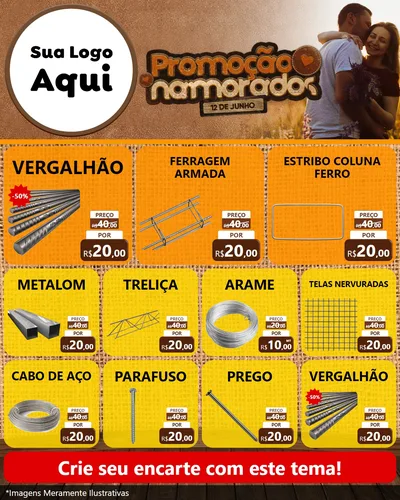 Modelo de Rede Social para Feed Instagram com o tema Promoção Namorados para Ferragens