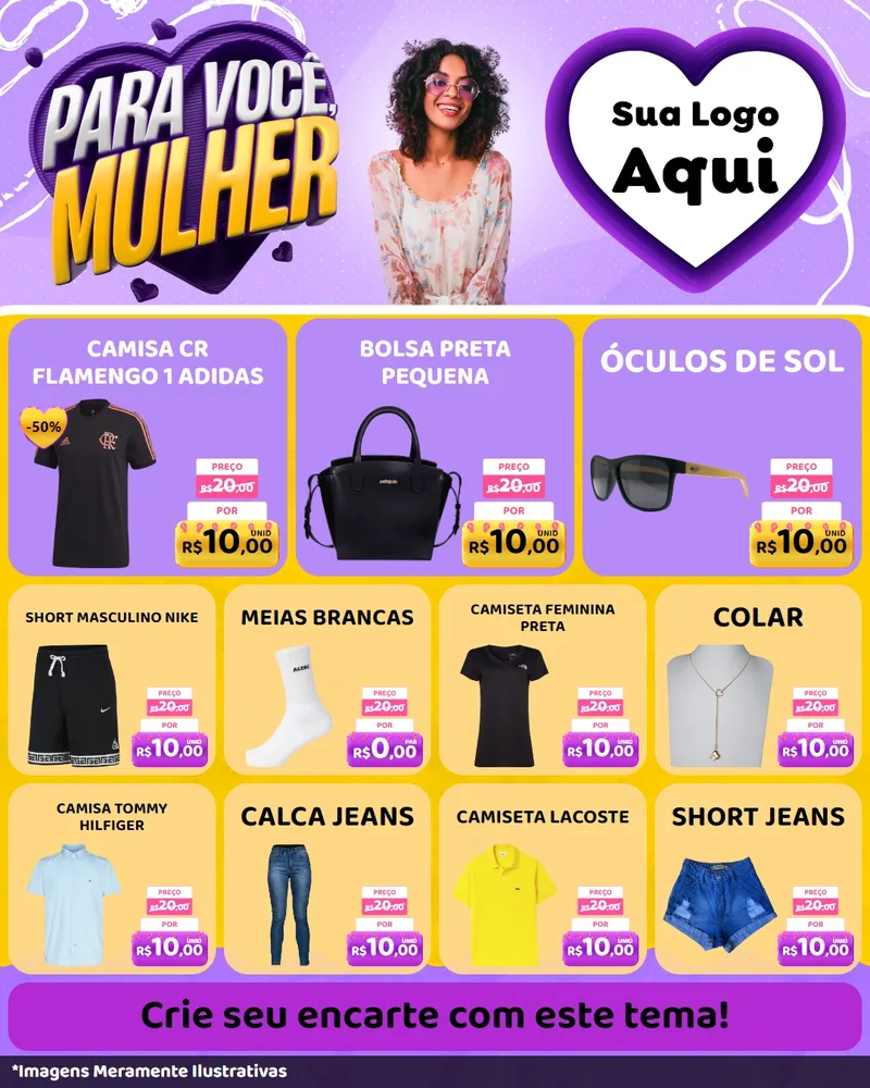 Modelo de Rede Social para Feed Instagram com o tema Para Você, Mulher para Roupas e acessórios
