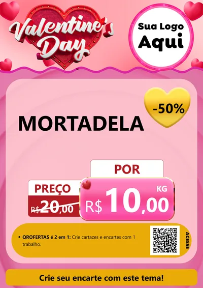Modelo de Cartaz para Cartaz A4 Vertical com o tema Valentine's Day para Frios e Laticínios