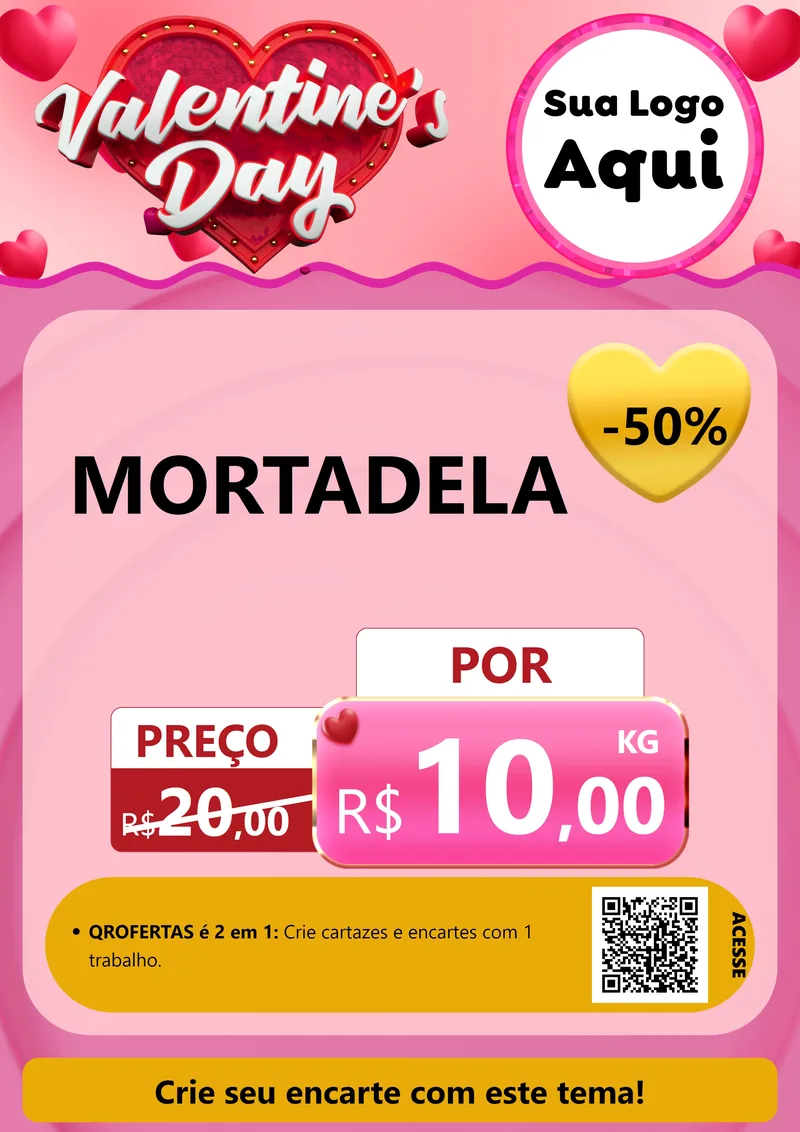 Modelo de Cartaz para Cartaz A4 Vertical com o tema Valentine's Day para Frios e Laticínios